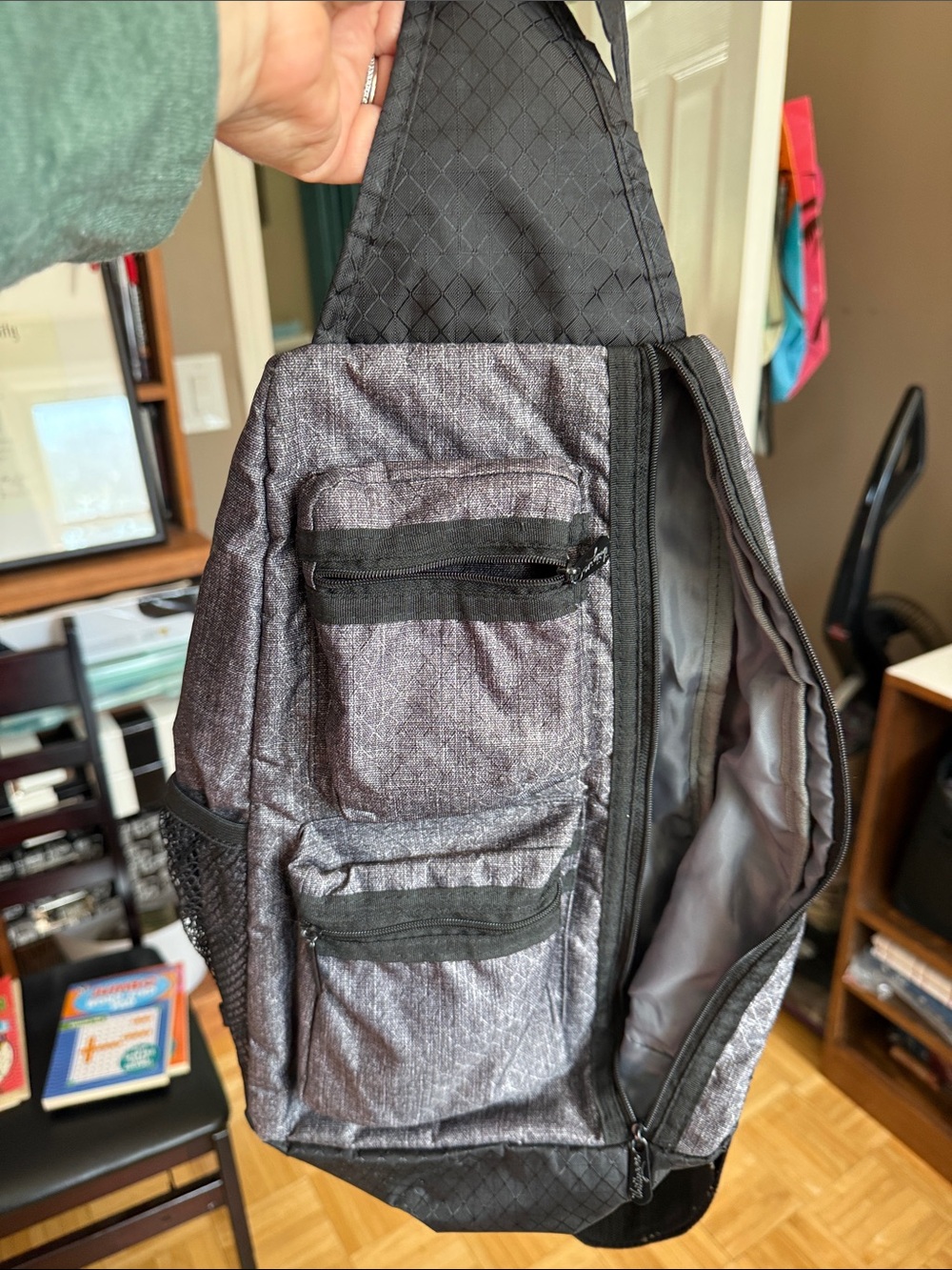 Men's Gray Sling Backpack - Versatile Everyday Bag